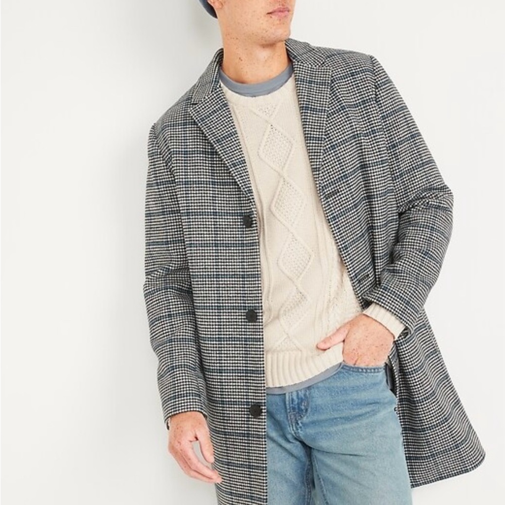 Men's Old Navy Plaid Grey Coat